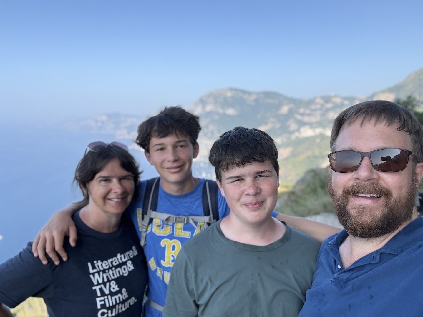 Philip, Emily, Will and Ben on a hike above the sea