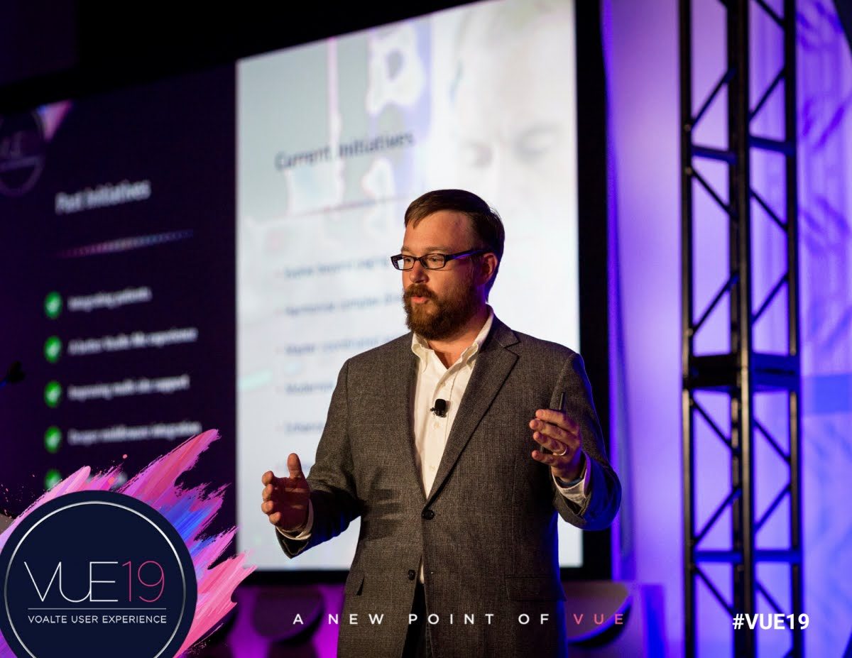 Philip speaking on stage at the VUE19 conference
